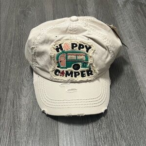 KBETHOS vintage Happy Camper' Cap - Beige NWT